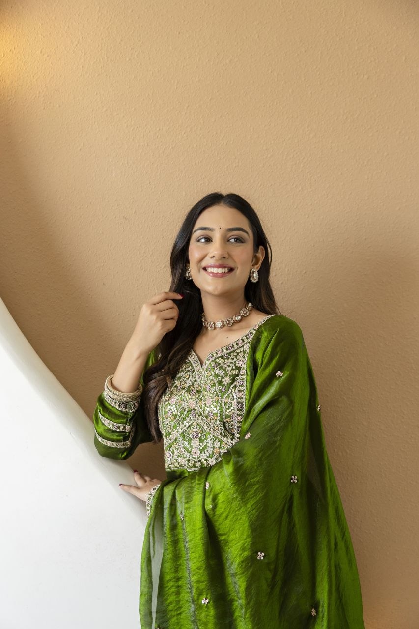 FANDY Silk With Heavy Embroidery Codding & Sequence Work And Full Sleeve