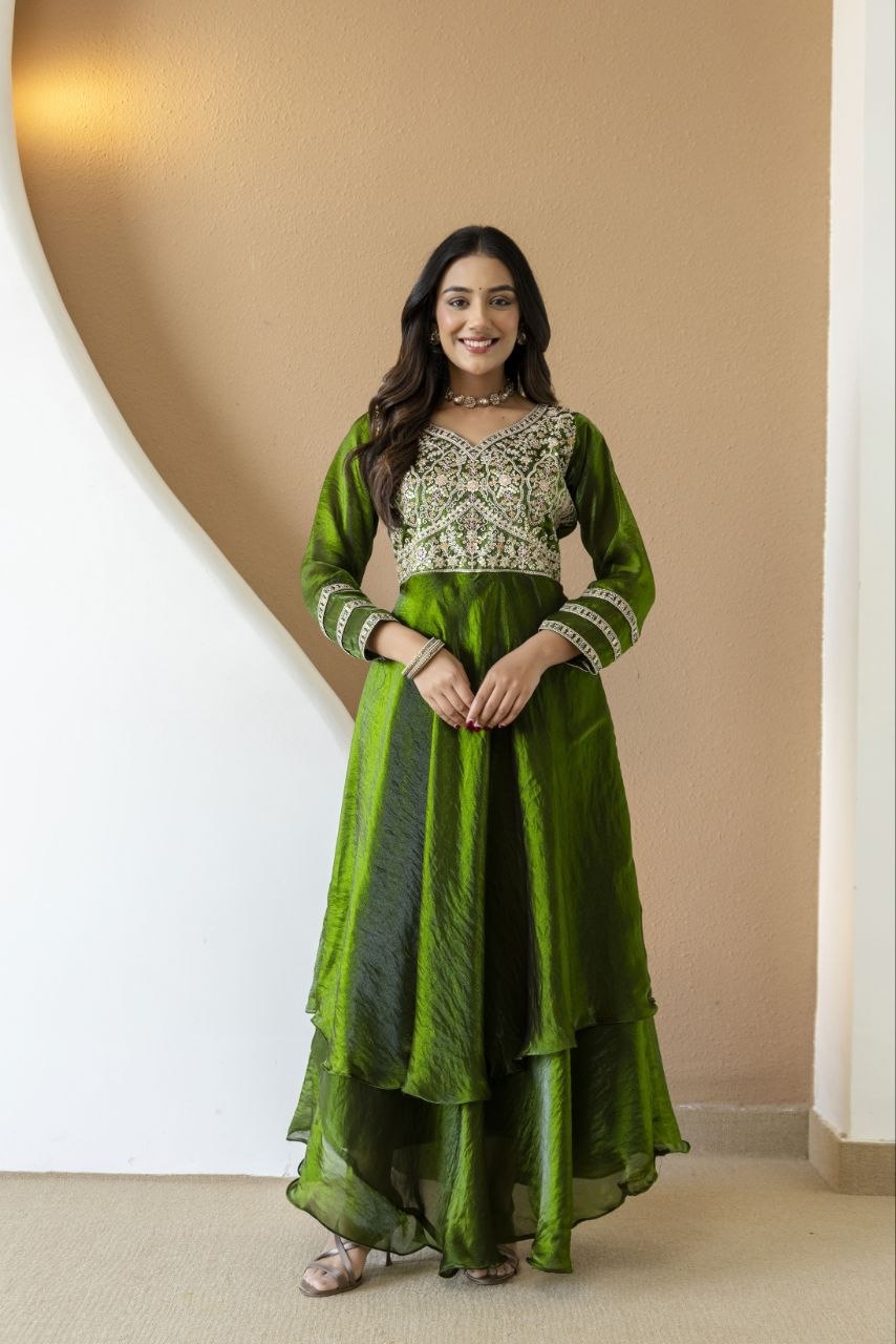 FANDY Silk With Heavy Embroidery Codding & Sequence Work And Full Sleeve