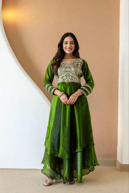 FANDY Silk With Heavy Embroidery Codding & Sequence Work And Full Sleeve