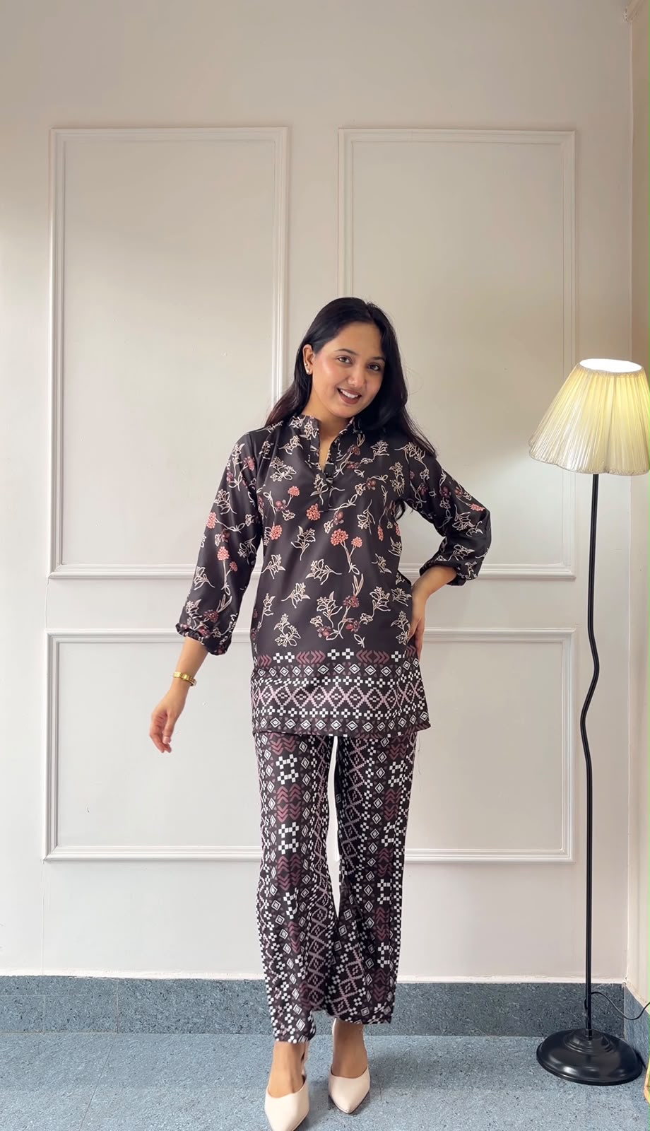 Black Printed Rayon Co-Ord Set