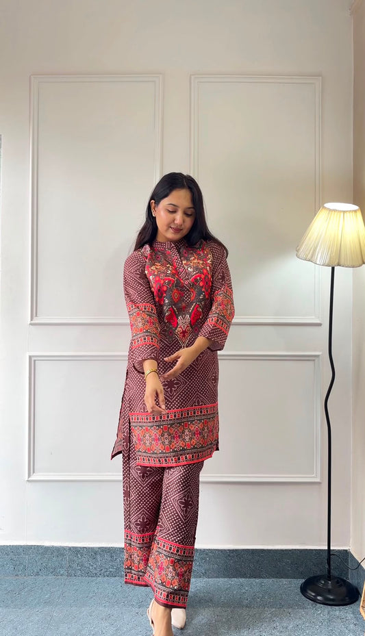Rayon Printed  Co-Ord Set for Women S