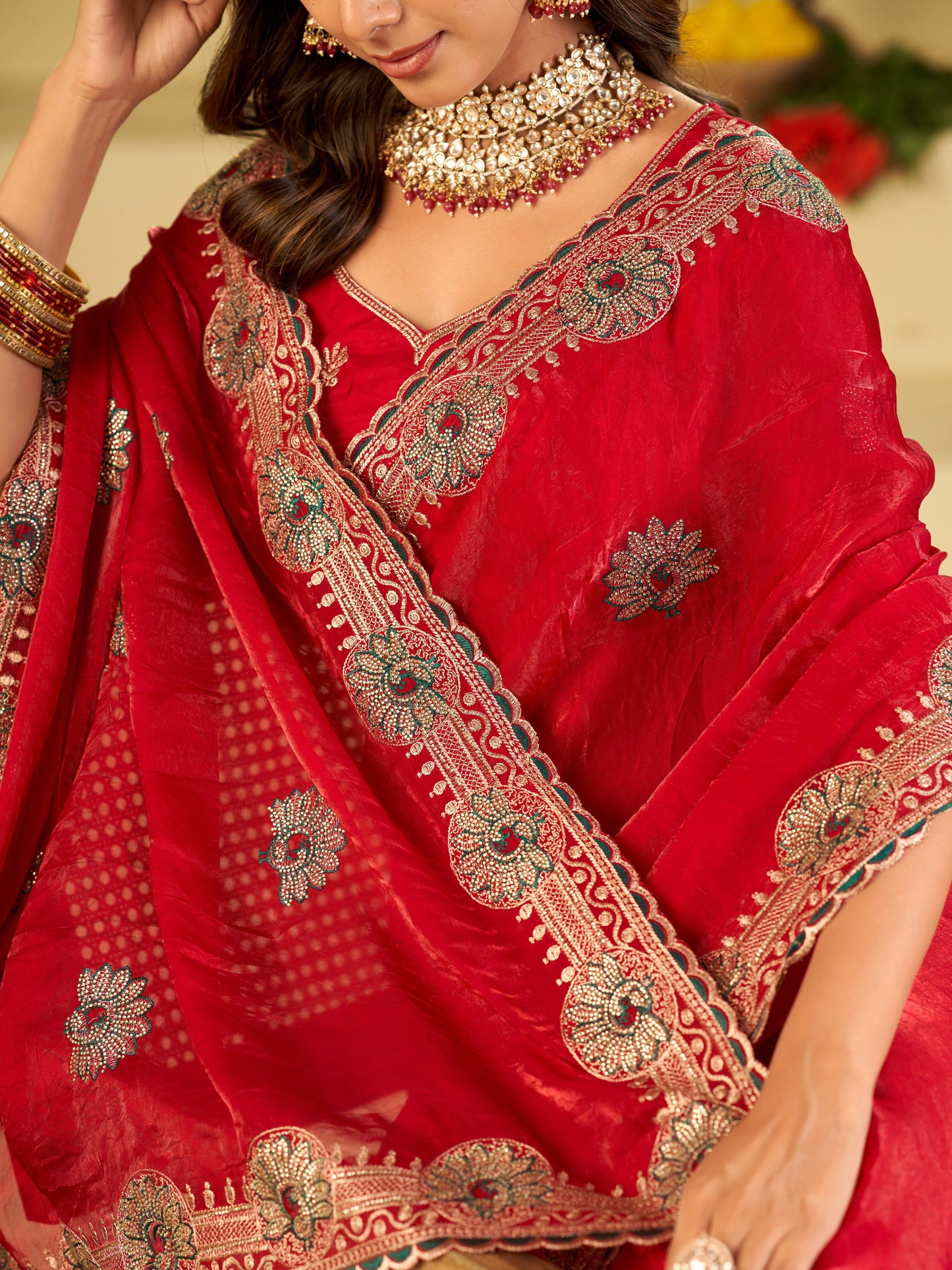 Rani Pink Designer Fendy Satin Saree with Heavy Embroidered Border | Elegant Festive Party Wear Saree with Floral Embroidery & Matching Blouse