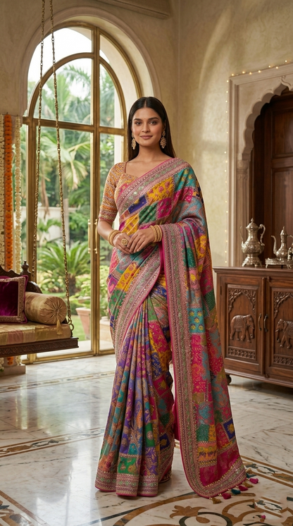 Saree with Designer Border – Soft Festive Party Wear Ethnic Saree for Women (pink)