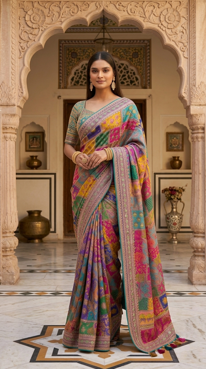 Saree with Designer Border – Soft Festive Party Wear Ethnic Saree for Women (pink)