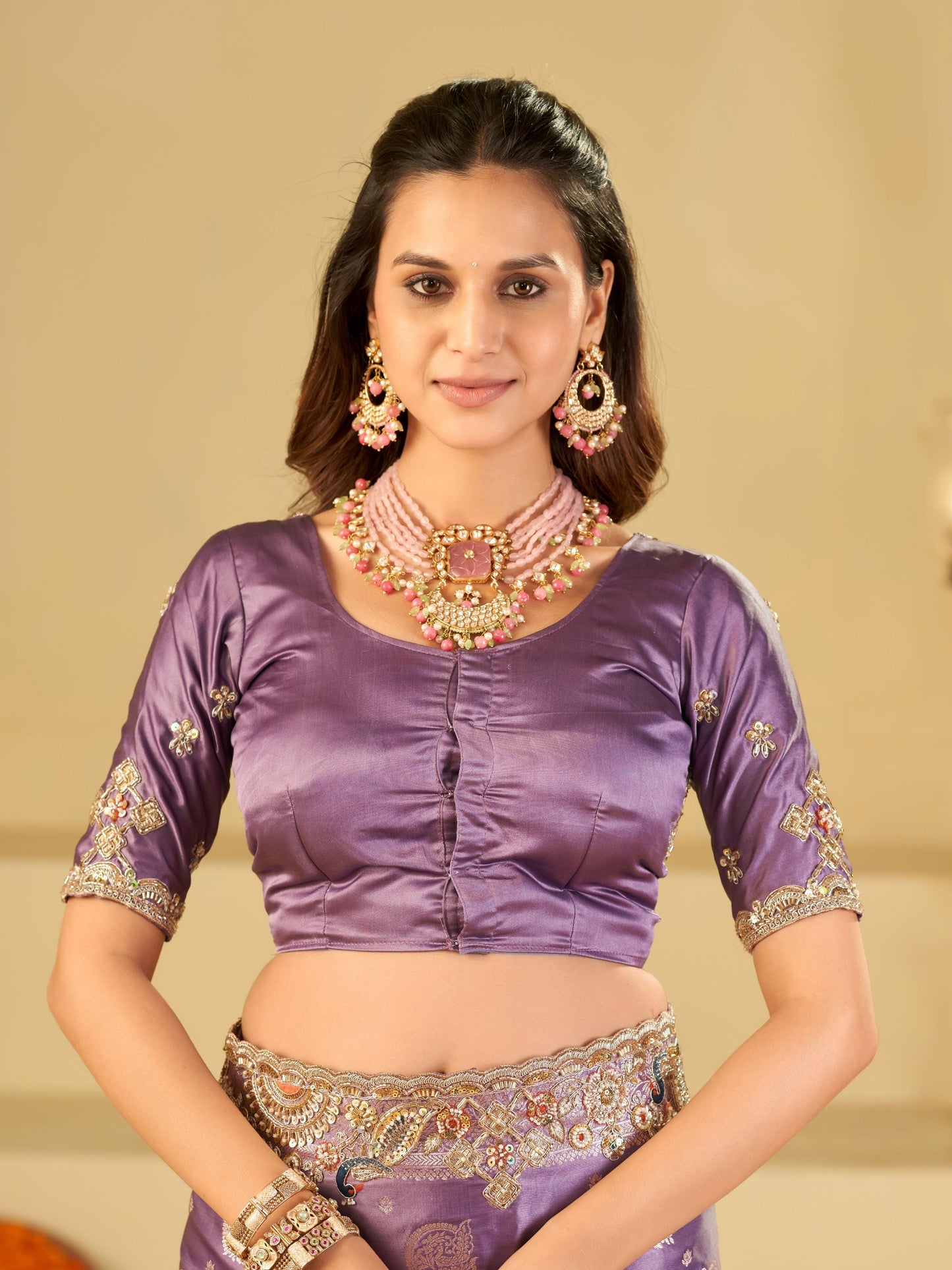 Lavender Purple Banarasi Silk Saree with Heavy Embroidered Scallop Border & Rich Zari Woven Pallu | Designer Wedding Festive Saree