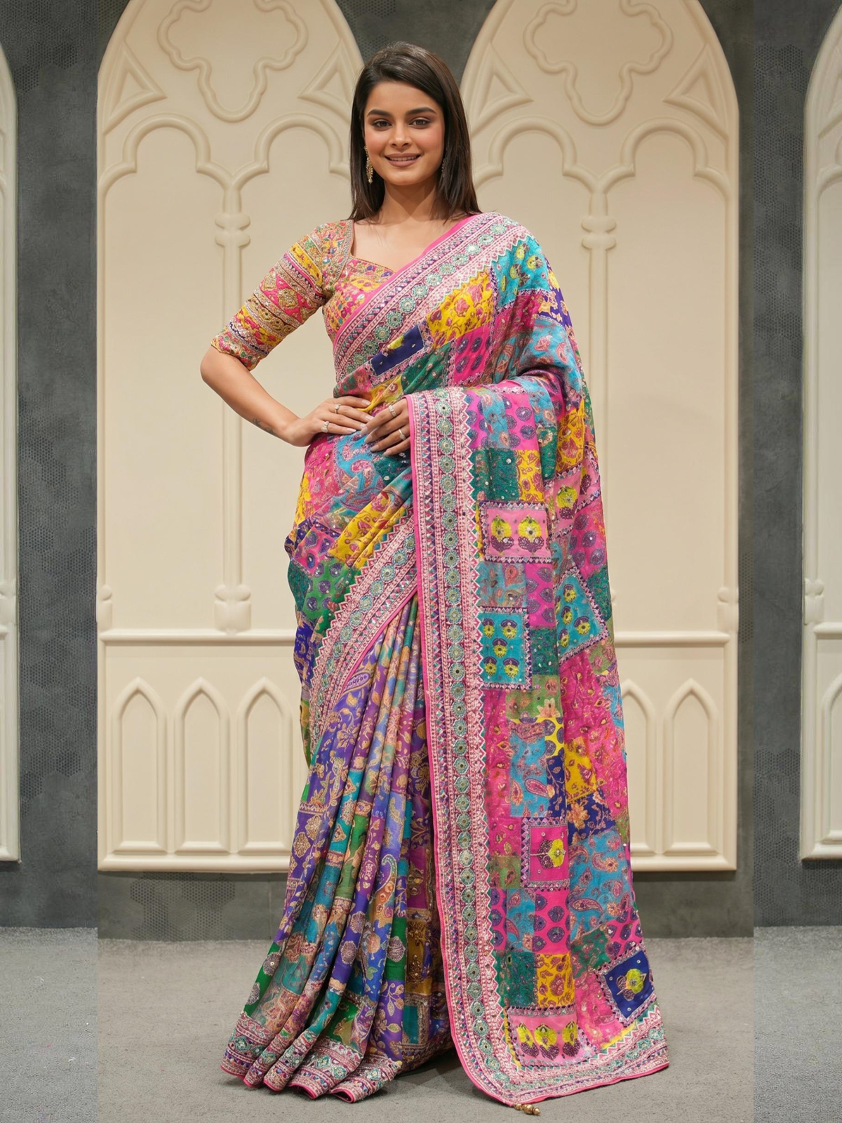 Saree with Designer Border – Soft Festive Party Wear Ethnic Saree for Women (pink)