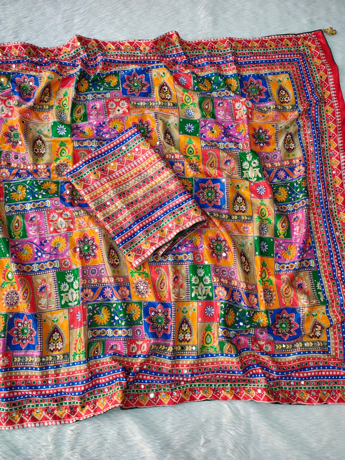 Designer Printed Silk Saree with Blouse | Festive & Wedding Wear