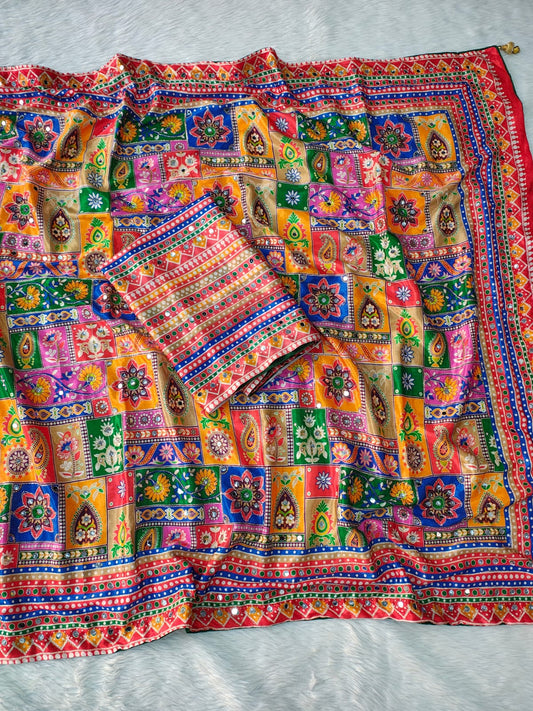 Designer Printed Silk Saree with Blouse | Festive & Wedding Wear