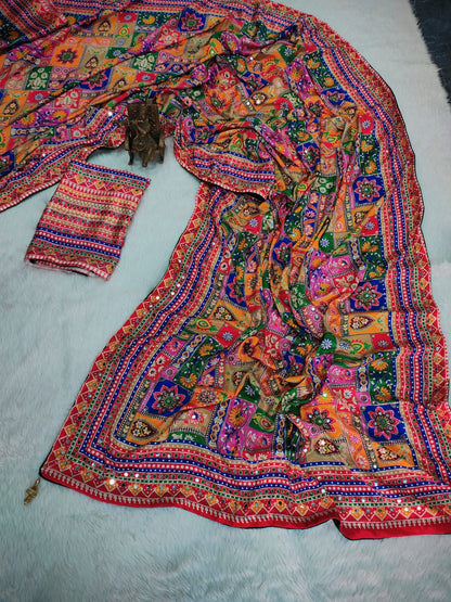 Designer Printed Silk Saree with Blouse | Festive & Wedding Wear