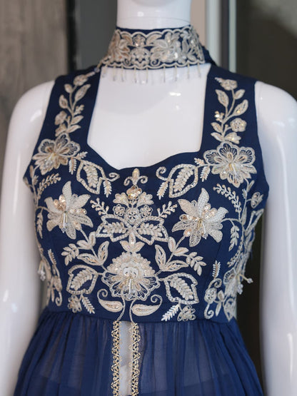 Royale Festive Embroidered Roman Two Tone Suit Set