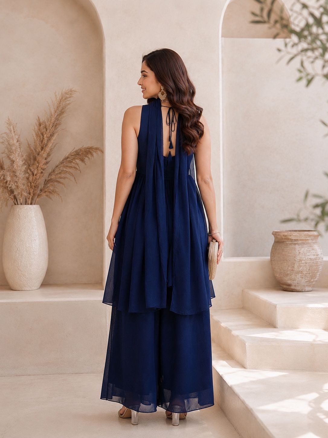 Royale Festive Embroidered Roman Two Tone Suit Set