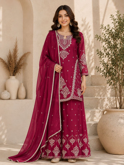 Royal Heavy Embroidered Anarkali Suit with Organza Dupatta