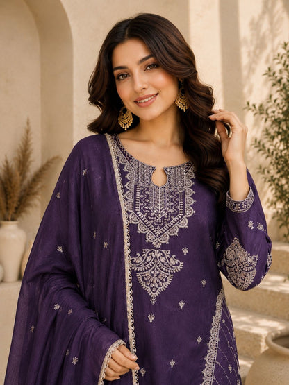 Royal Heavy Embroidered Anarkali Suit with Organza Dupatta