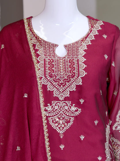 Royal Heavy Embroidered Anarkali Suit with Organza Dupatta
