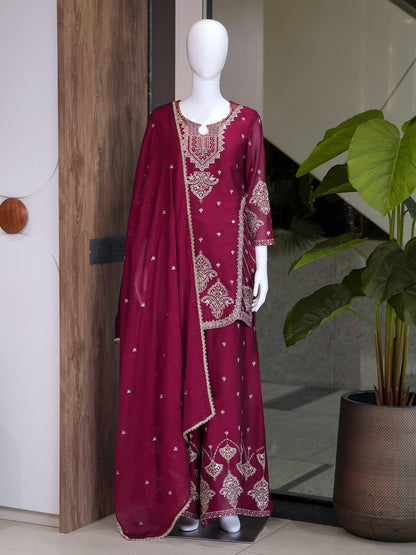 Royal Heavy Embroidered Anarkali Suit with Organza Dupatta