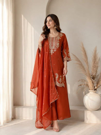 Evara Royale Festive Embroidered Roman Two Tone Suit Set