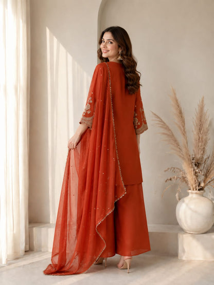 Evara Royale Festive Embroidered Roman Two Tone Suit Set