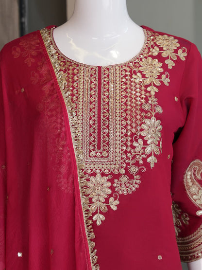 Evara Royale Festive Embroidered Roman Two Tone Suit Set