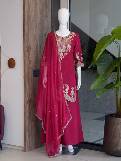 Evara Royale Festive Embroidered Roman Two Tone Suit Set