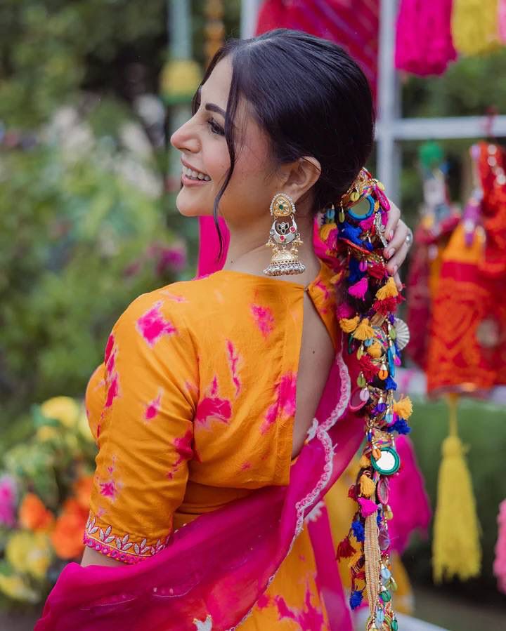 Orange Rangoli Fabric Kurta Palazzo Set with Embroidered Dupatta