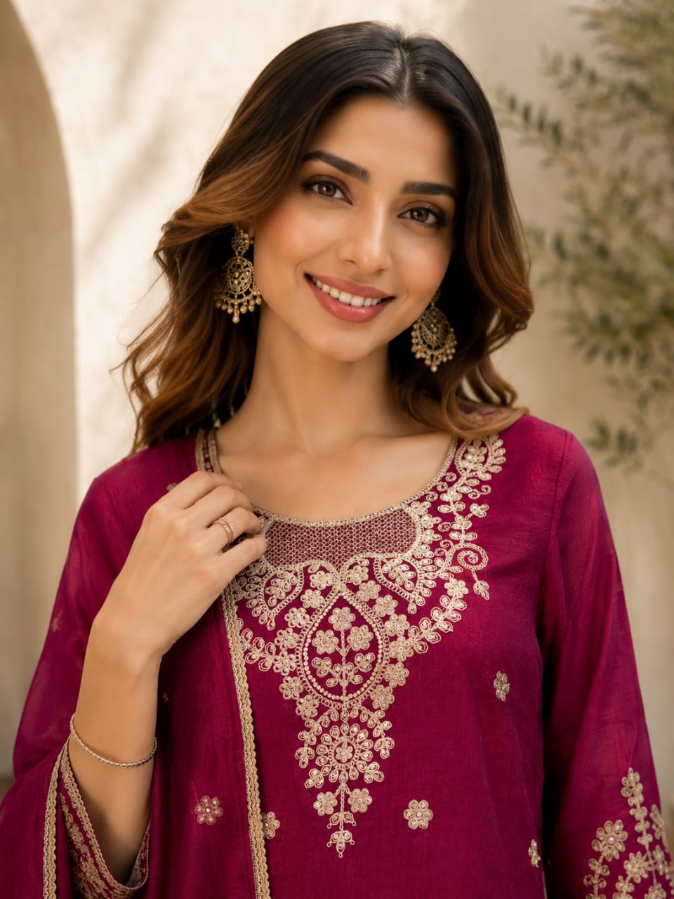 Women's Festive Wear Embroidered Kurta Sharara Set with Dupatta