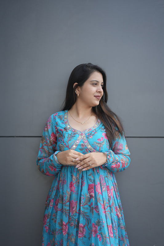 Women's Heavy Embroidered Kurta Palazzo Set for Festival & Party Wear