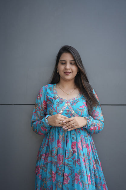 Women's Heavy Embroidered Kurta Palazzo Set for Festival & Party Wear