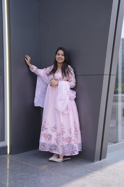 Luxury Ethnic Wear Light Pink Kurta Palazzo Set with Designer Dupatta