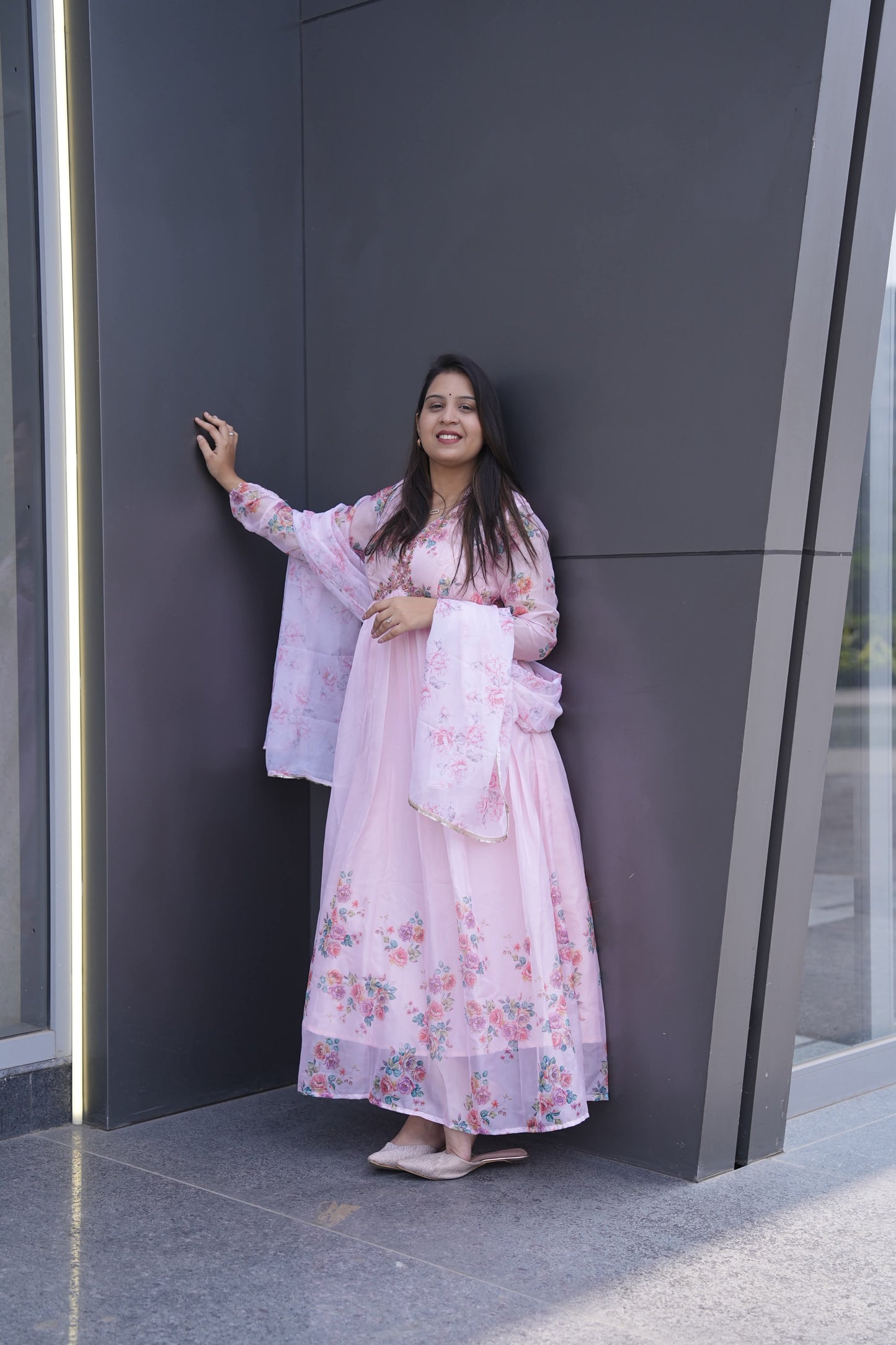 Luxury Ethnic Wear Light Pink Kurta Palazzo Set with Designer Dupatta