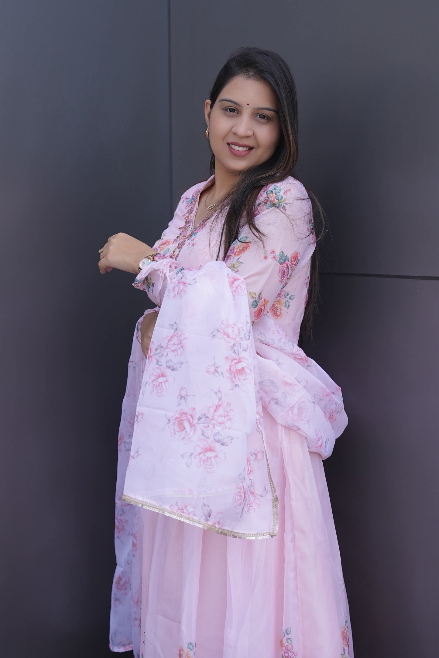 Luxury Ethnic Wear Light Pink Kurta Palazzo Set with Designer Dupatta