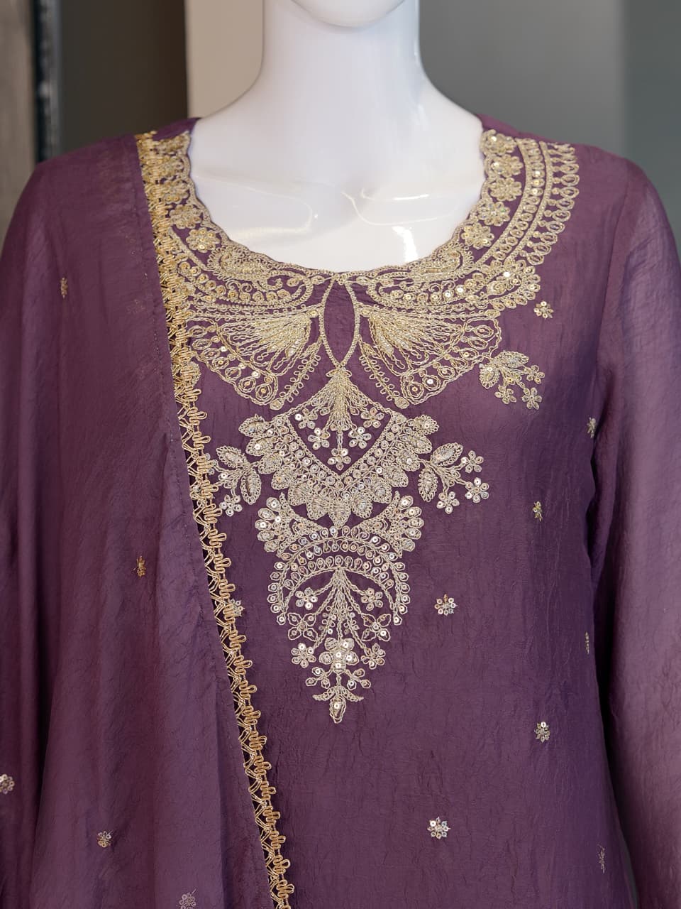 Women's Purple Embroidered Kurta Palazzo Set with Dupatta | Party Wear Ethnic Suit