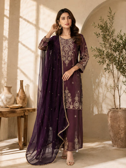 Premium Ethnic Suit Set for Women with Embroidered Palazzo & Dupatta