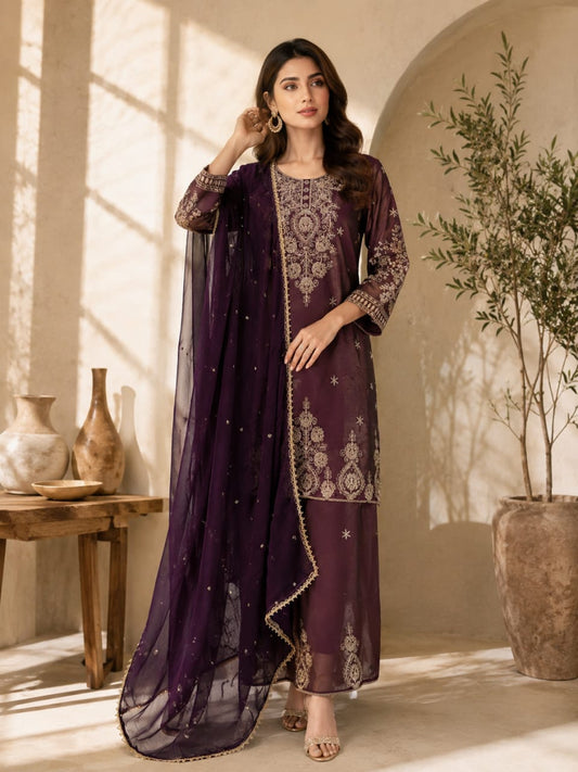 Premium Ethnic Suit Set for Women with Embroidered Palazzo & Dupatta