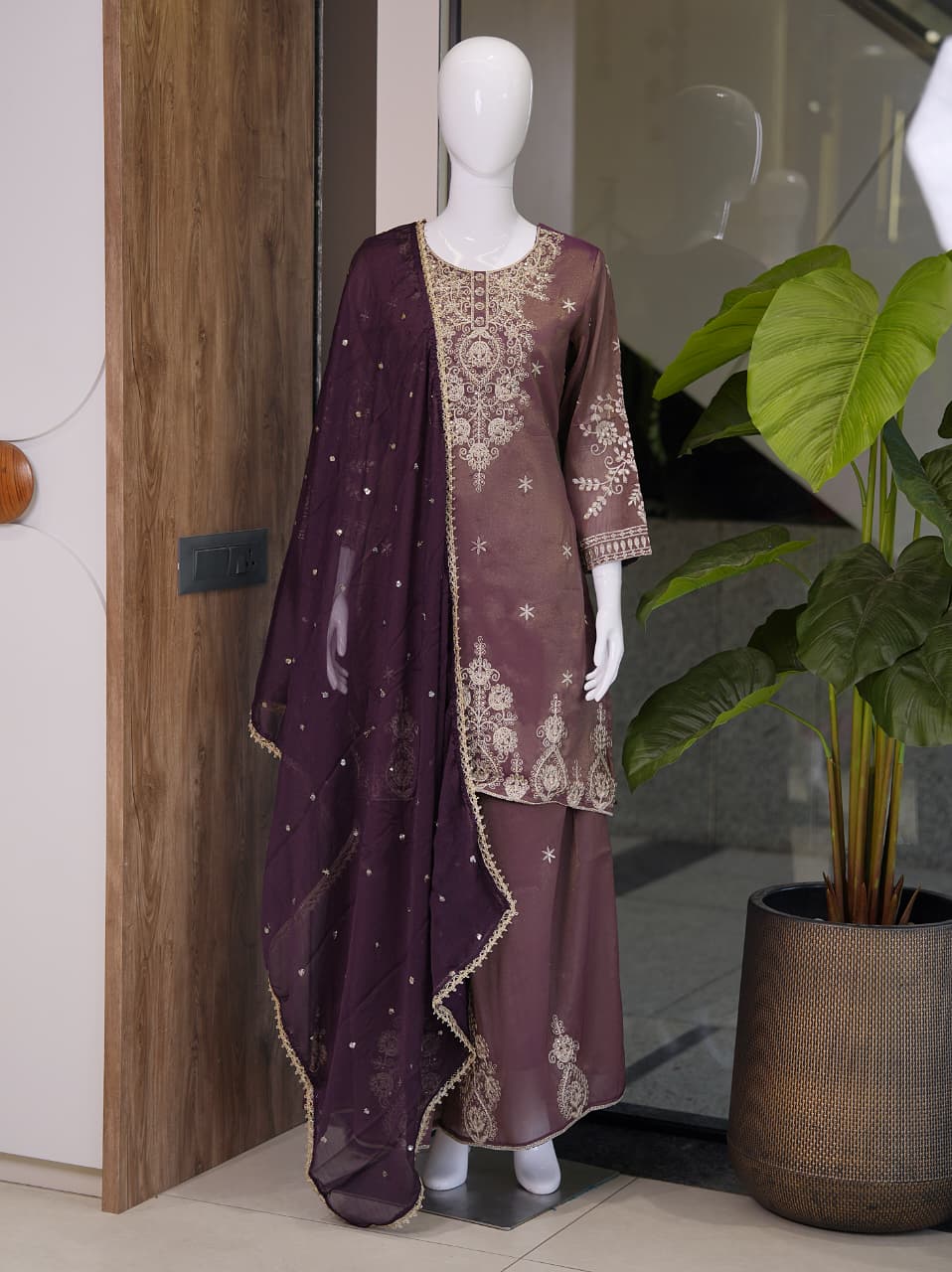 Premium Ethnic Suit Set for Women with Embroidered Palazzo & Dupatta