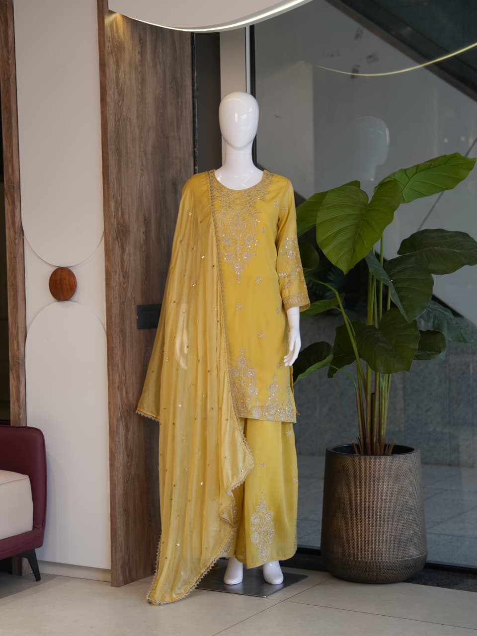 Premium Ethnic Suit Set for Women with Embroidered Palazzo & Dupatta