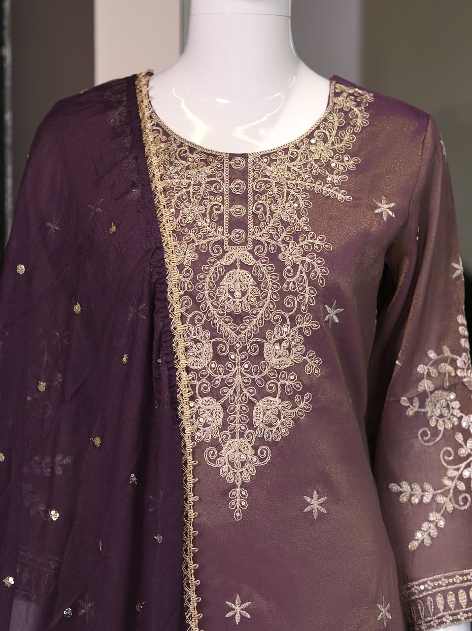 Premium Ethnic Suit Set for Women with Embroidered Palazzo & Dupatta