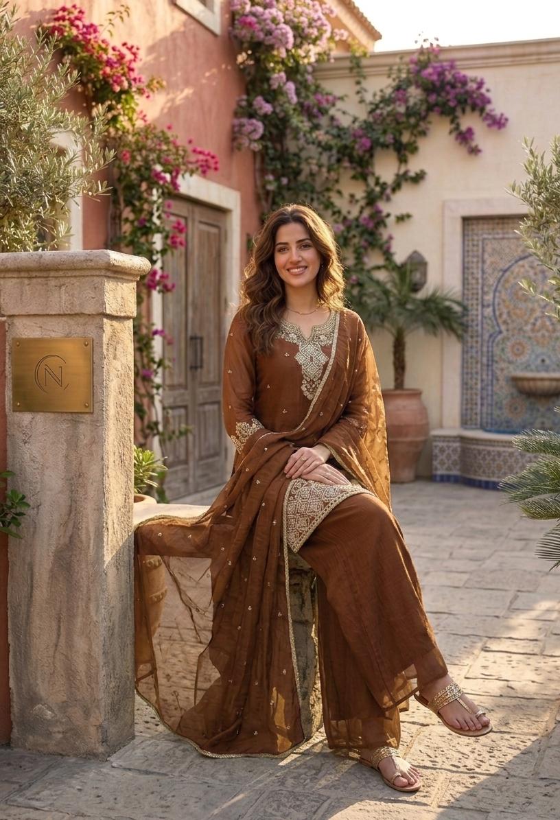 Designer Kurta Palazzo Set for Women with Heavy Embroidery Dupatta