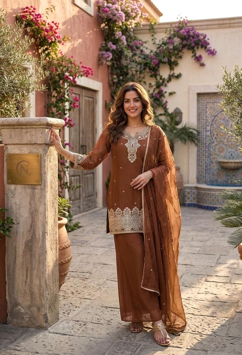 Designer Kurta Palazzo Set for Women with Heavy Embroidery Dupatta