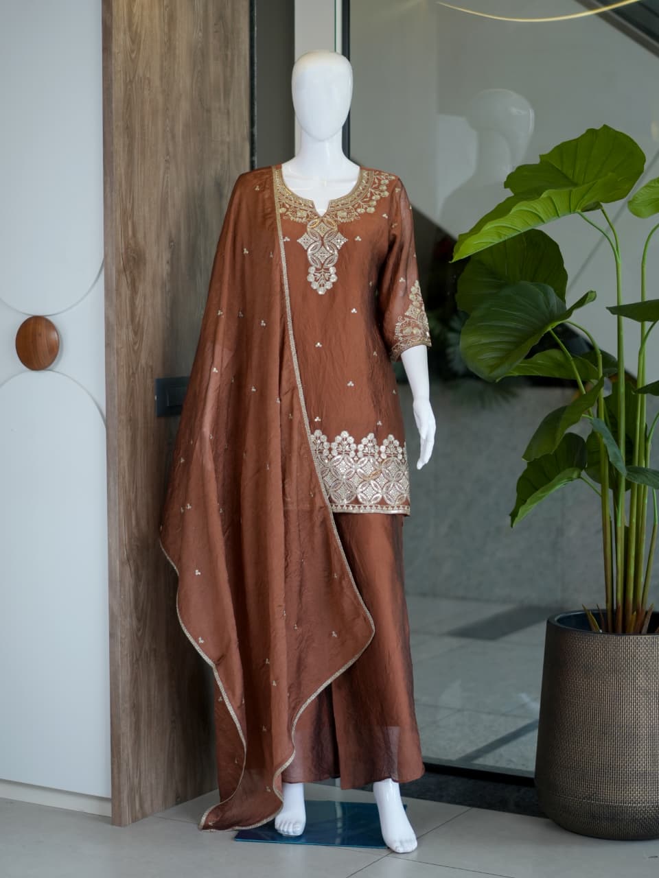 Designer Kurta Palazzo Set for Women with Heavy Embroidery Dupatta