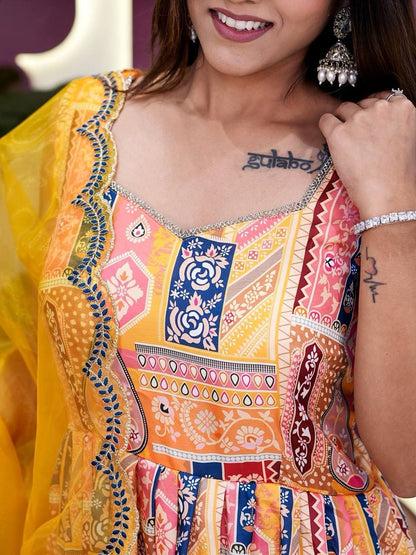 Yellow Wedding Wear Kurta Palazzo Suit Set for Women with Embroidery Work
