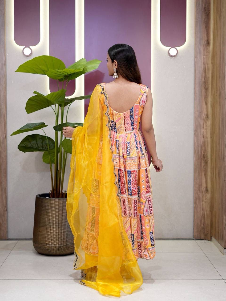 Yellow Wedding Wear Kurta Palazzo Suit Set for Women with Embroidery Work