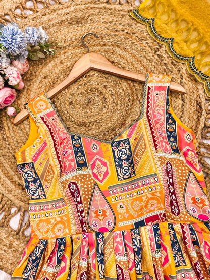Yellow Wedding Wear Kurta Palazzo Suit Set for Women with Embroidery Work
