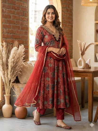 Designer Party Wear Kurta Palazzo Set with Sequence Work Dupatta
