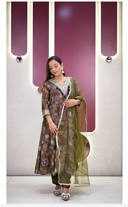Designer Party Wear Kurta Palazzo Set with Sequence Work Dupatta