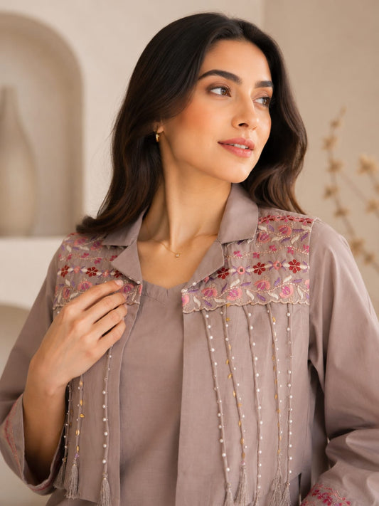 Premium Cotton Co-Ord Set for Women with Embroidered Jacket | Casual & Office Wear