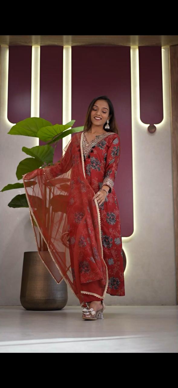 Designer Party Wear Kurta Palazzo Set with Sequence Work Dupatta