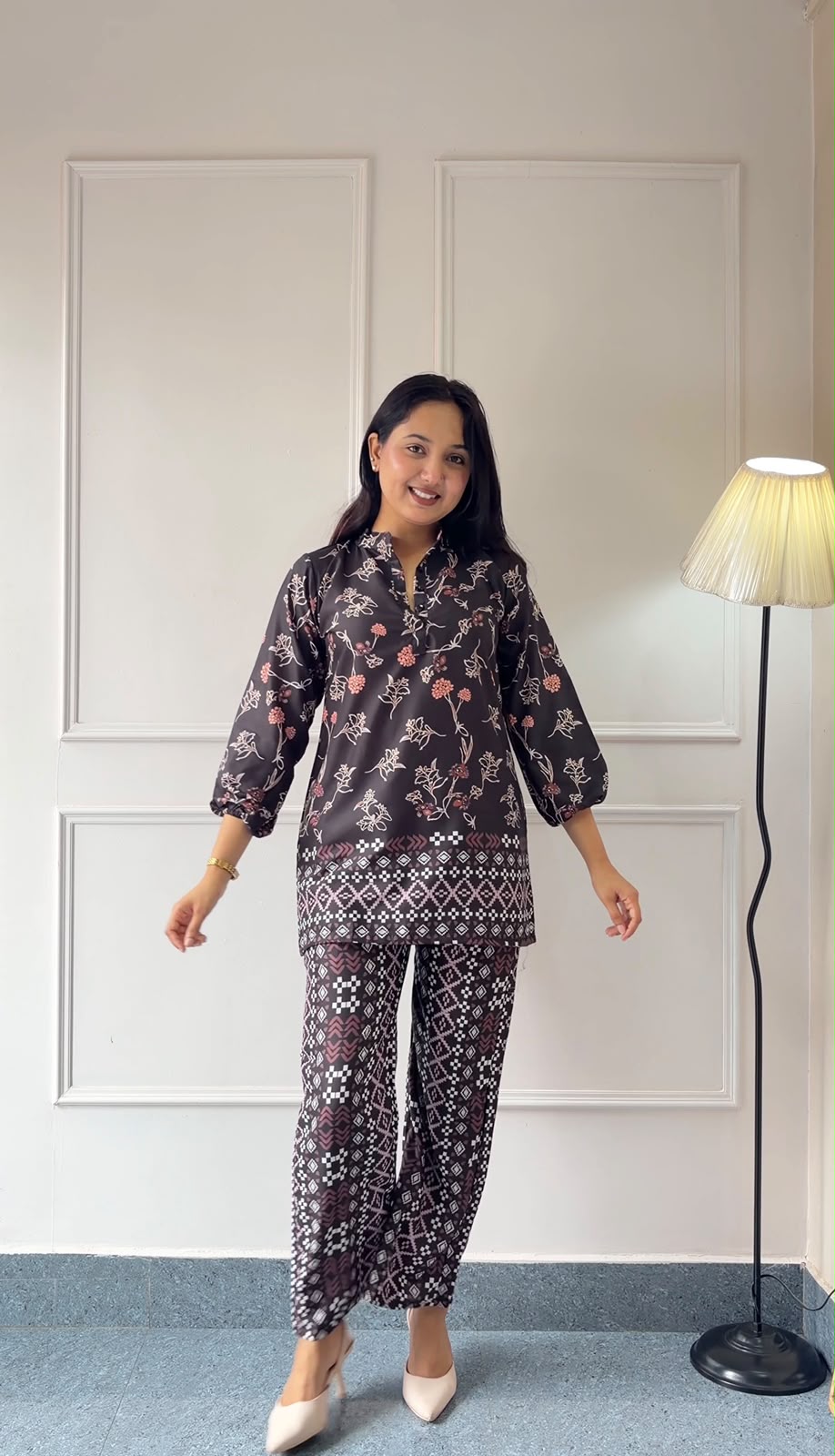 Black Printed Rayon Co-Ord Set
