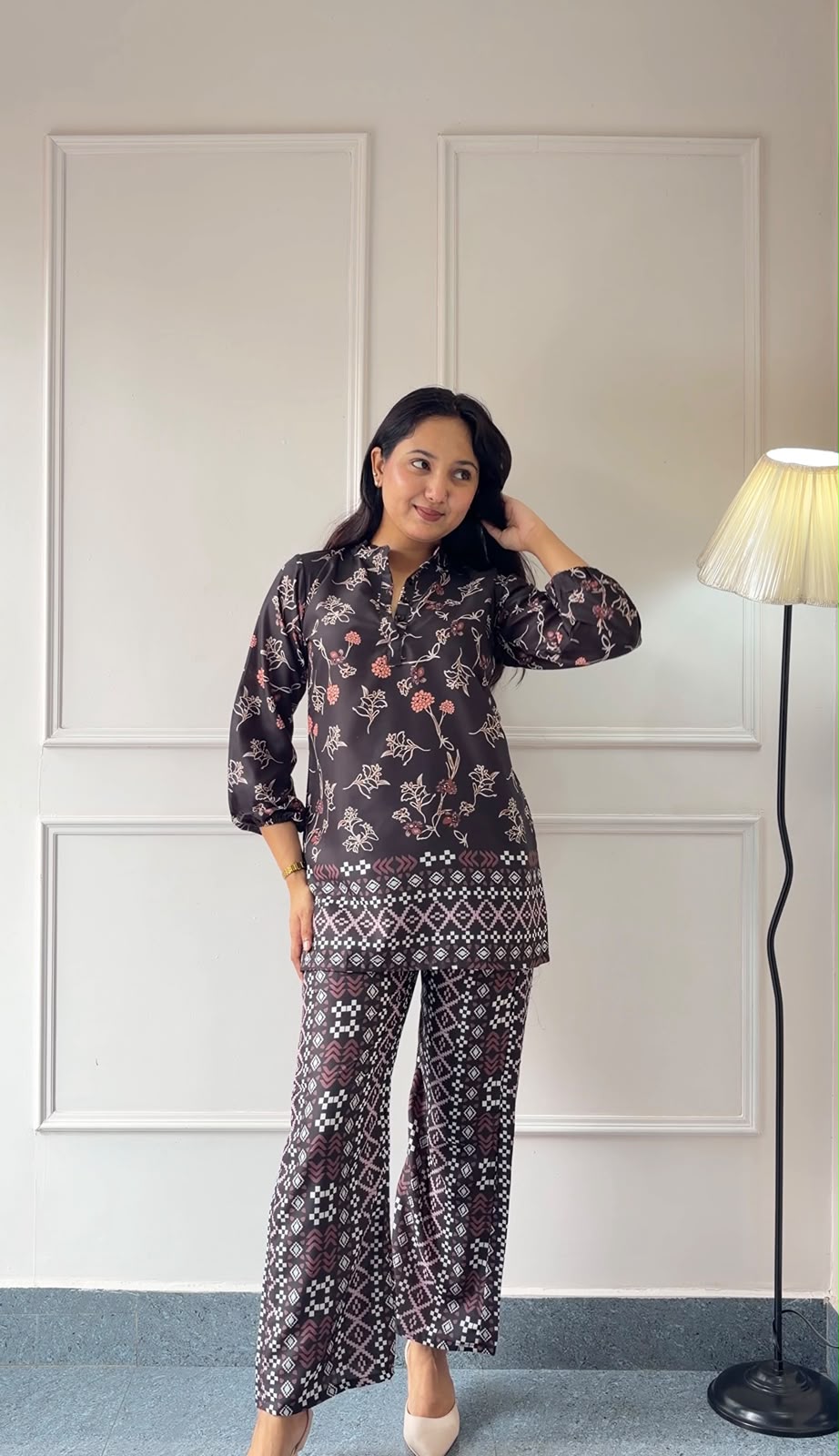 Black Printed Rayon Co-Ord Set