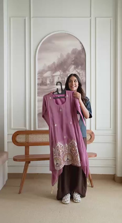 Designer Fancy Onion Color Kurti and Pant Set