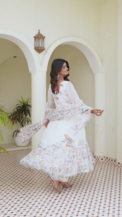 Premium Organza Printed Gown Palazzo Set